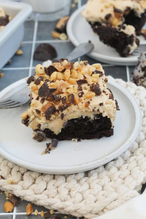 The Best Chocolate Peanut Butter Poke Cake
