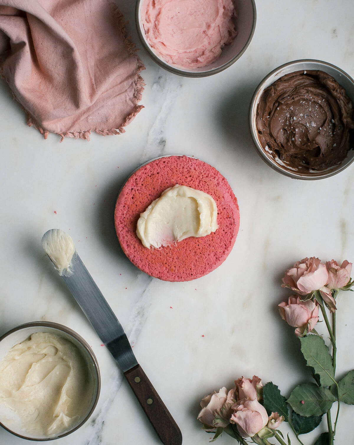 The cake is usually a pink layer