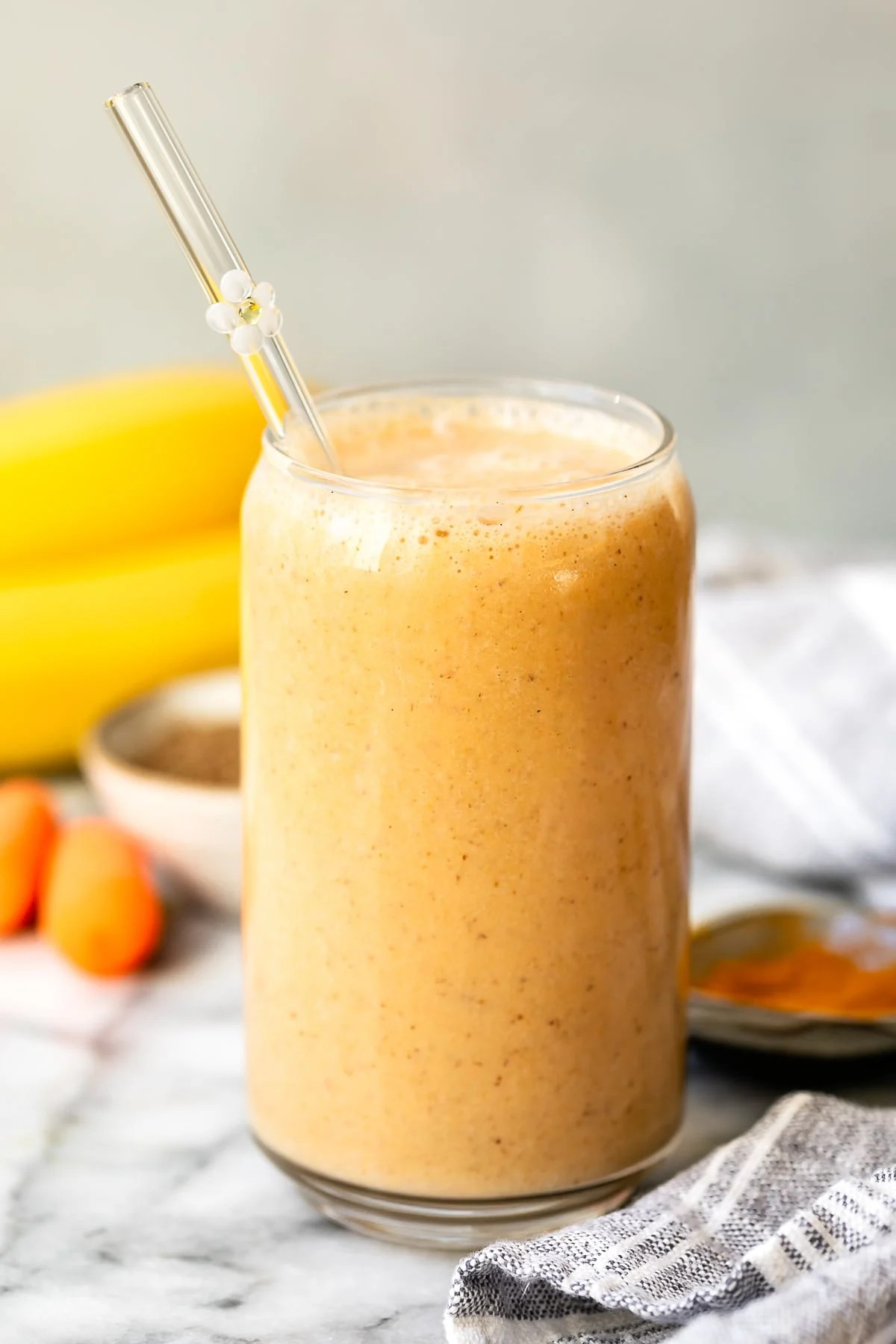 Carrot Banana Protein Smoothie in a glass
