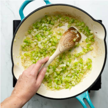 Sauté the onions and celery until soft