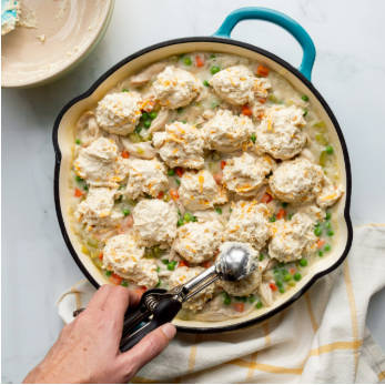 Bake the chicken cobbler in the preheated oven